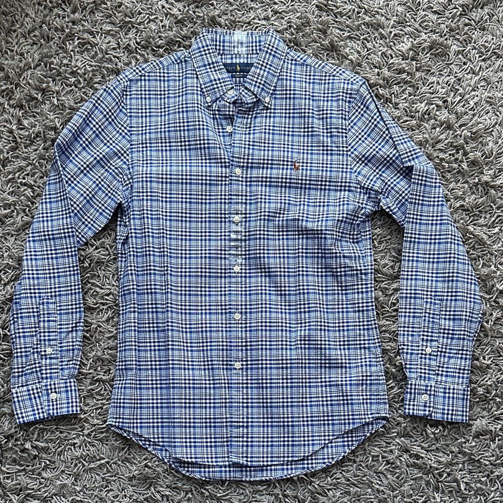 Polo Ralph Lauren Men’s Blue Plaid Button Down Medium Slim Fit Brand New